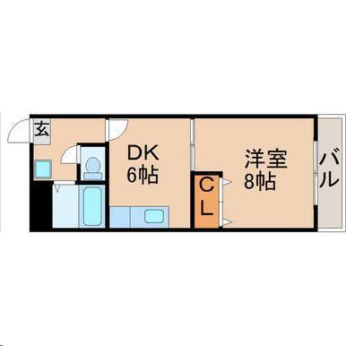 八木山アベニュー(1DK/1階)の間取り写真