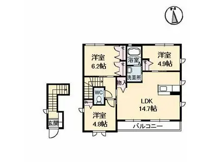 CASA BROTE A棟(3LDK/2階)の間取り写真