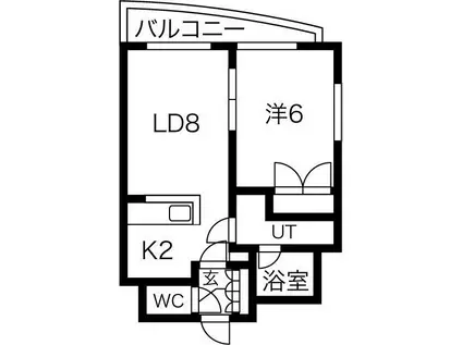 FEEL(1LDK/2階)の間取り写真