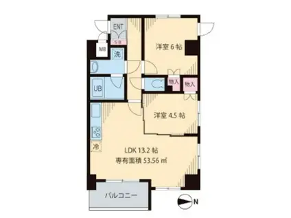 インペリアル パーク I(2LDK/5階)の間取り写真