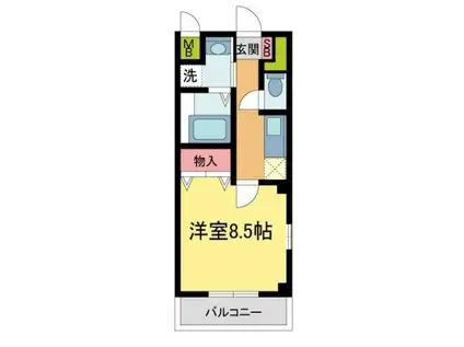 ガーラ鳴尾(1K/2階)の間取り写真