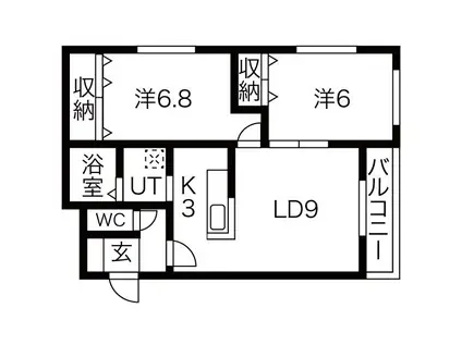 エルフィーノ菊水(2LDK/3階)の間取り写真