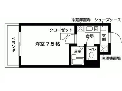 ジュネス三京(ワンルーム/2階)の間取り写真