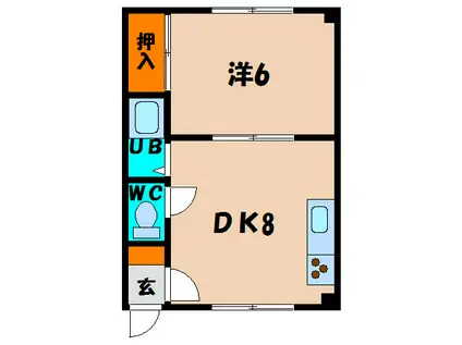 コーポハイブリッジ(1DK/2階)の間取り写真