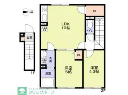 ベリエ花小金井(2LDK/2階)の間取り写真