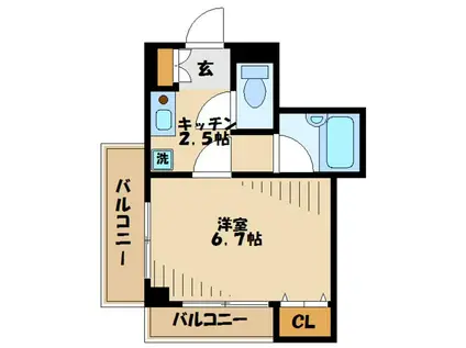 CASTLE・SKY・E(1K/2階)の間取り写真