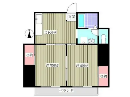 濱野ハイツ(2DK/2階)の間取り写真