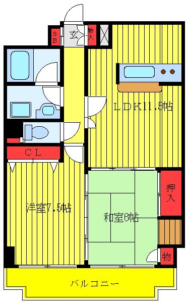 フクロクハイマンション3号館(2LDK/10階)の間取り写真