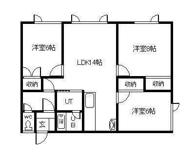 しべつハイツ(3LDK/2階)の間取り写真