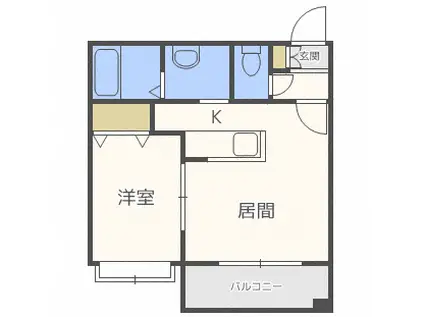 ルピナス麻生(1LDK/3階)の間取り写真