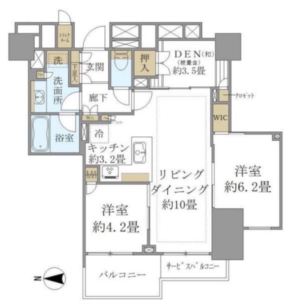 BRILLIATOWER上野池之端(2LDK/8階)の間取り写真