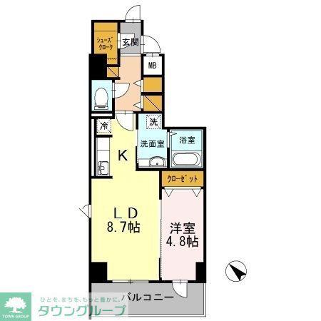 YAMAZAKISEKIYUBLD(1LDK/9階)の間取り写真