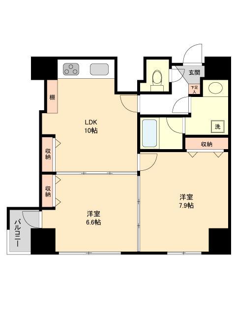 イーストン榴岡(2LDK/10階)の間取り写真