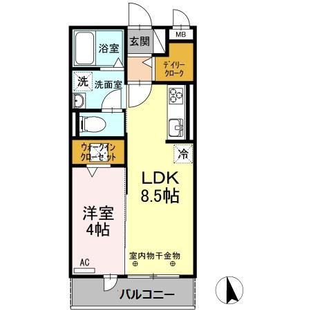 タウンコートI(1LDK/1階)の間取り写真