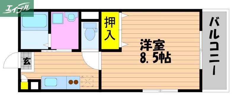 トパーズ白石(1K/1階)の間取り写真