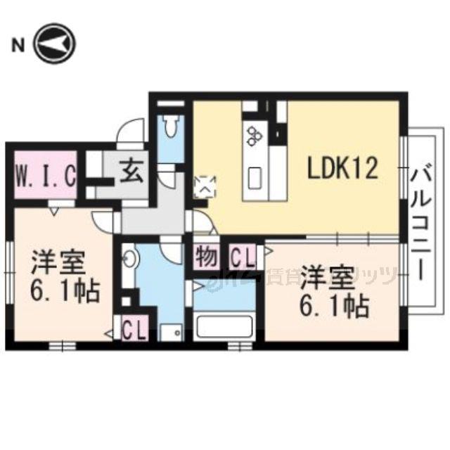 セジュール主原(2LDK/2階)の間取り写真