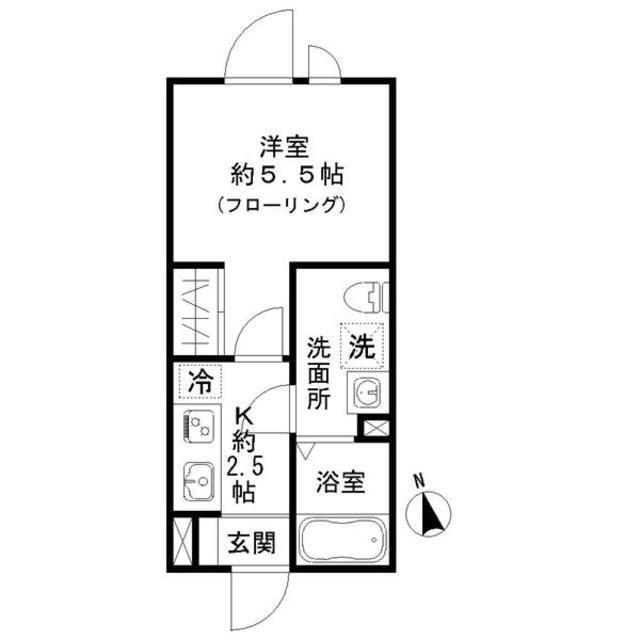 ストライプス豪徳寺(1K/1階)の間取り写真
