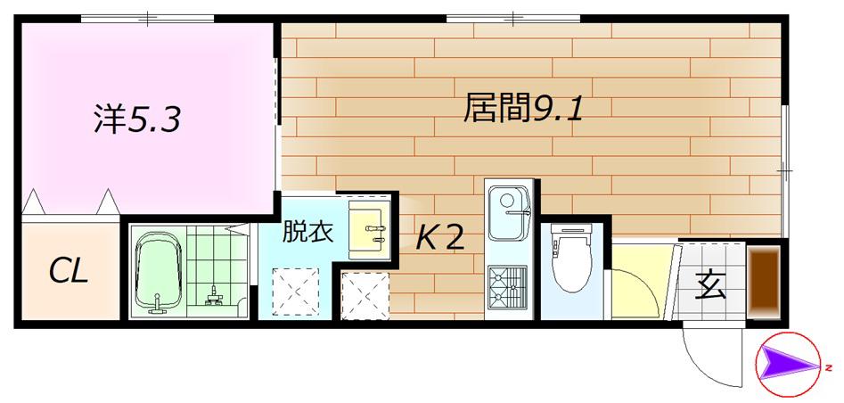 ガーデンクリスタル1-12(1LDK/4階)の間取り写真
