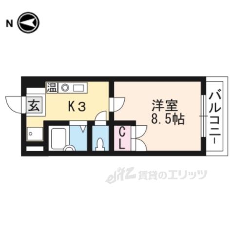 カーサソラッツオ2番館(1K/3階)の間取り写真