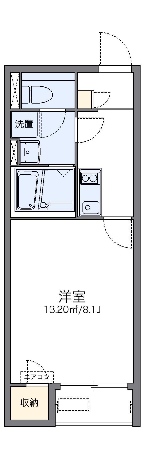 レオネクストサンフラワー上新地(1K/1階)の間取り写真
