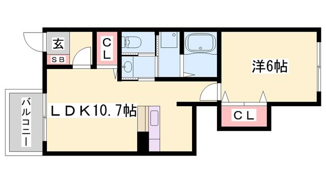 ピーチテラス(1LDK/1階)の間取り写真