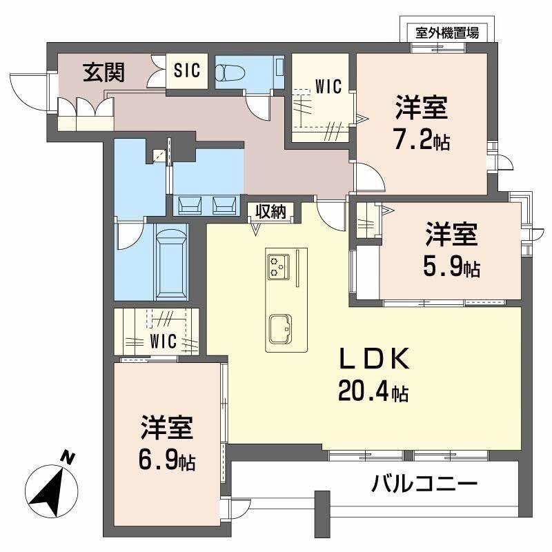 ローヤル錦(3LDK/3階)の間取り写真