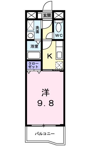フォレストビュー(1K/3階)の間取り写真
