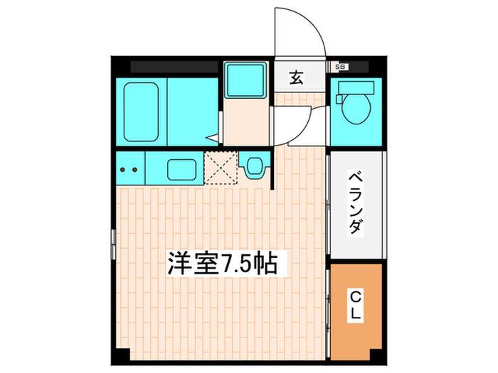 PORTE BLEUE(ワンルーム/2階)の間取り写真