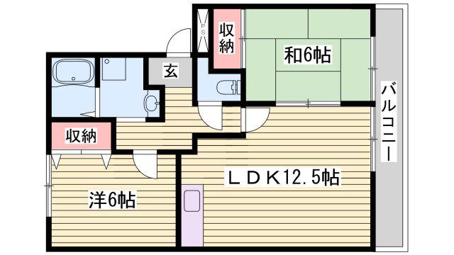 サンライズハイツII(2LDK/1階)の間取り写真