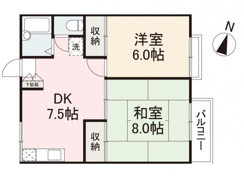 ソワール.I(2DK/1階)の間取り写真