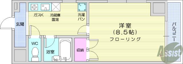 クリスタルハイツみねぎし(1K/3階)の間取り写真