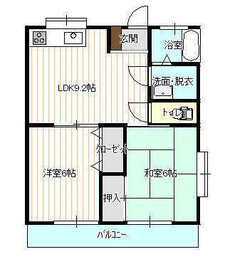 カーディナルA(2LDK/1階)の間取り写真