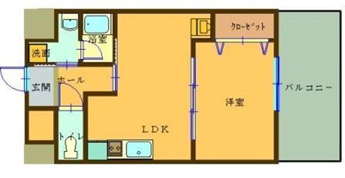 SAI宇宿(1LDK/7階)の間取り写真