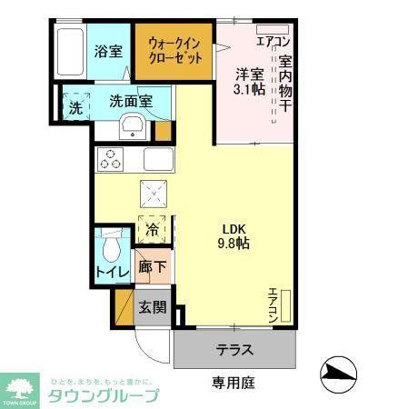 イルニード(1LDK/1階)の間取り写真