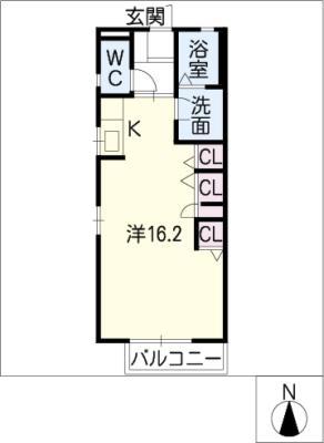 エスペランス B棟(ワンルーム/2階)の間取り写真