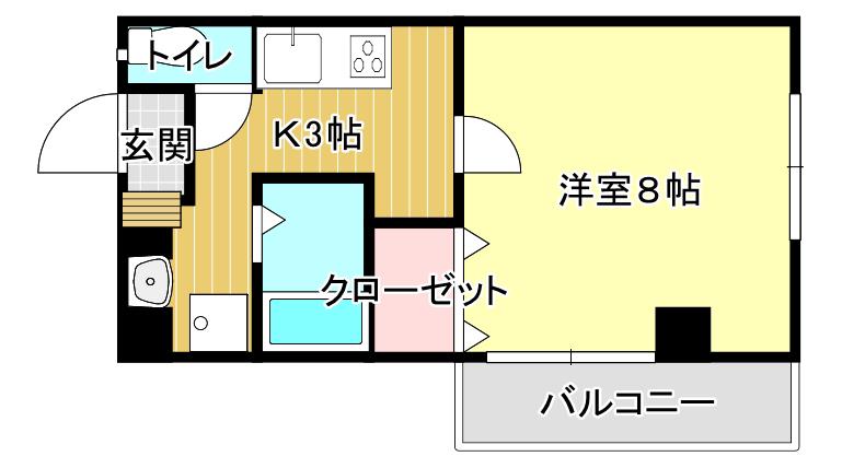 ソレイユビル(1K/2階)の間取り写真