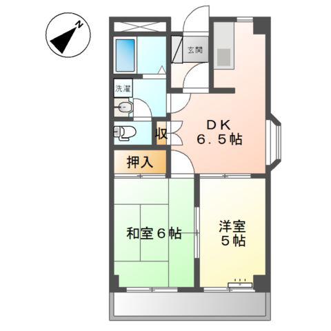 スパシーバ積川(2DK/1階)の間取り写真