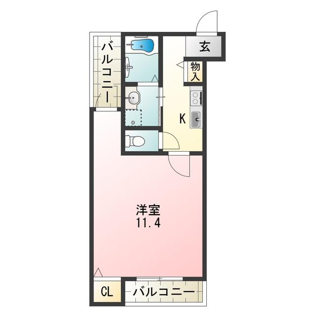 フジパレス長原III番館(1K/3階)の間取り写真