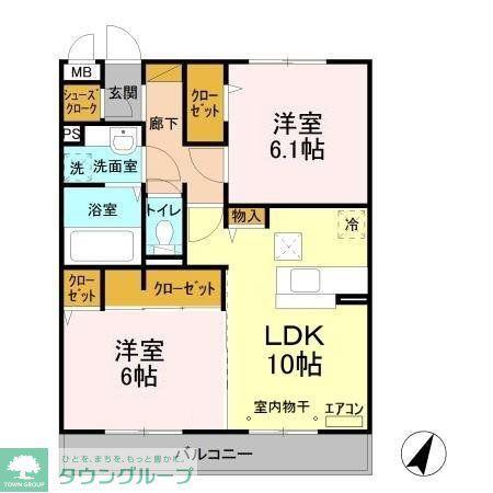 グランフェリシア(2LDK/1階)の間取り写真