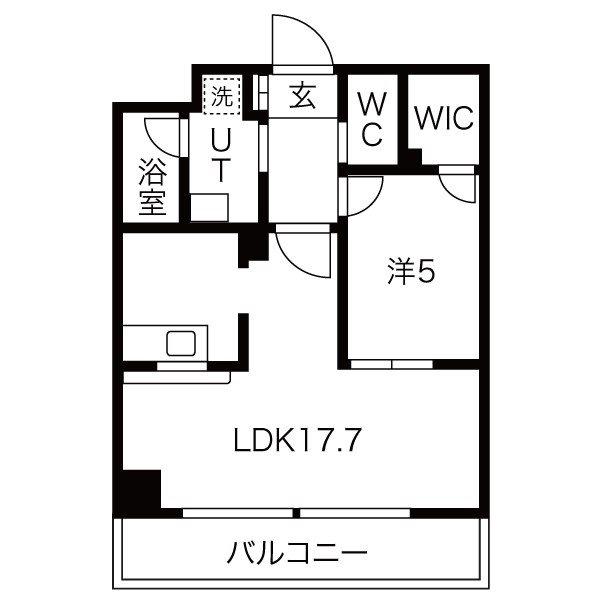 ヴィアーレ勾当台I(1LDK/9階)の間取り写真