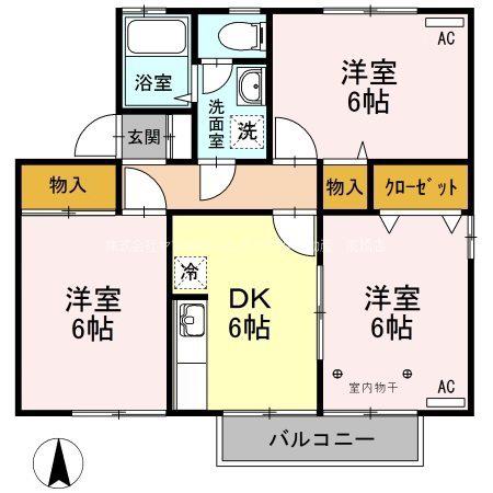 ヴェルフィーユABC(3DK/2階)の間取り写真