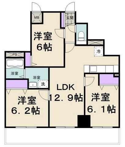クレエスポワール(3LDK/9階)の間取り写真