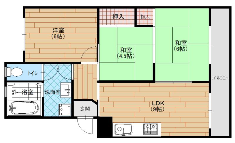 ハイツ中村(3LDK/2階)の間取り写真
