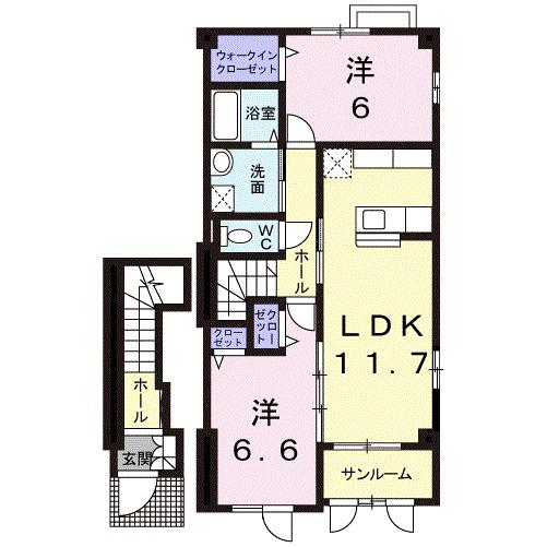 森の時計(2LDK/2階)の間取り写真