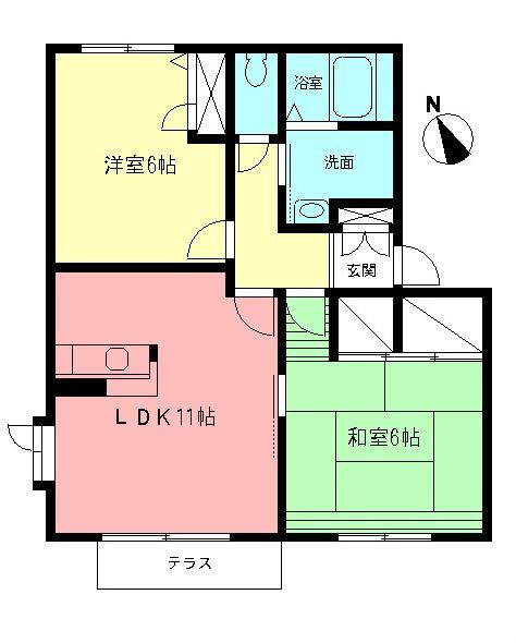 ベルデュールFⅡ(2LDK/1階)の間取り写真