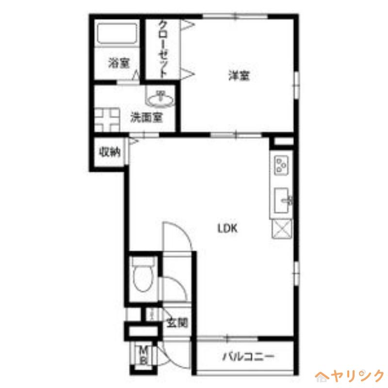 アンプルール リーブル THREERINGSFIELD(1LDK/1階)の間取り写真