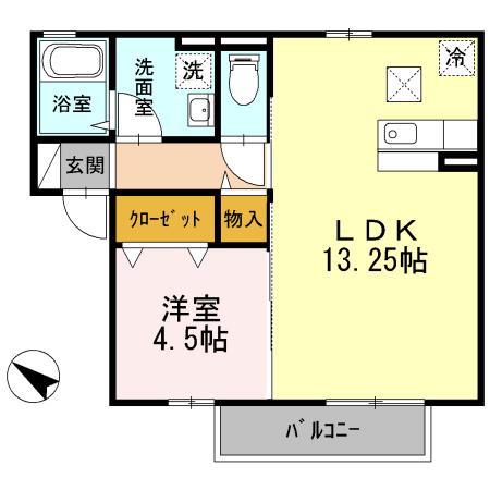 エスポワール(1LDK/2階)の間取り写真
