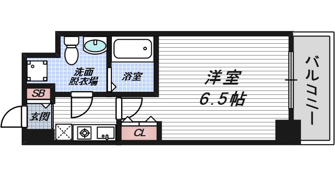 エスリード福島駅前第2(1K/4階)の間取り写真