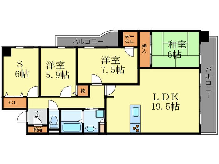 ユニーブル京都紫野(3SLDK/2階)の間取り写真