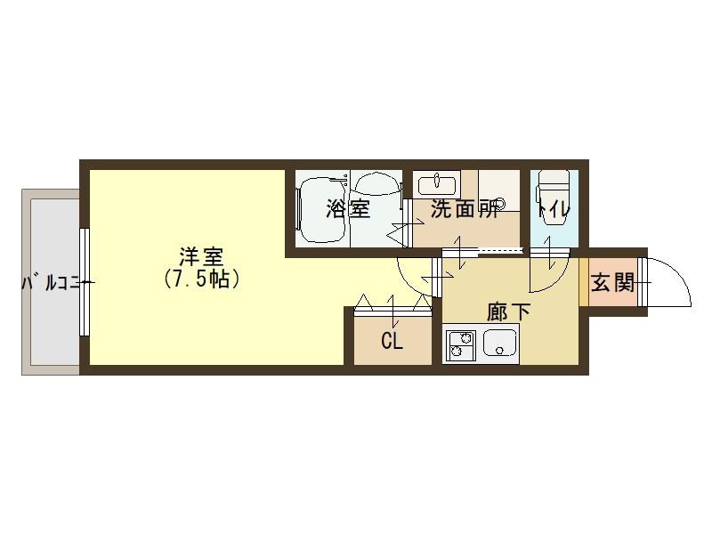 クレスト新今里(1K/2階)の間取り写真